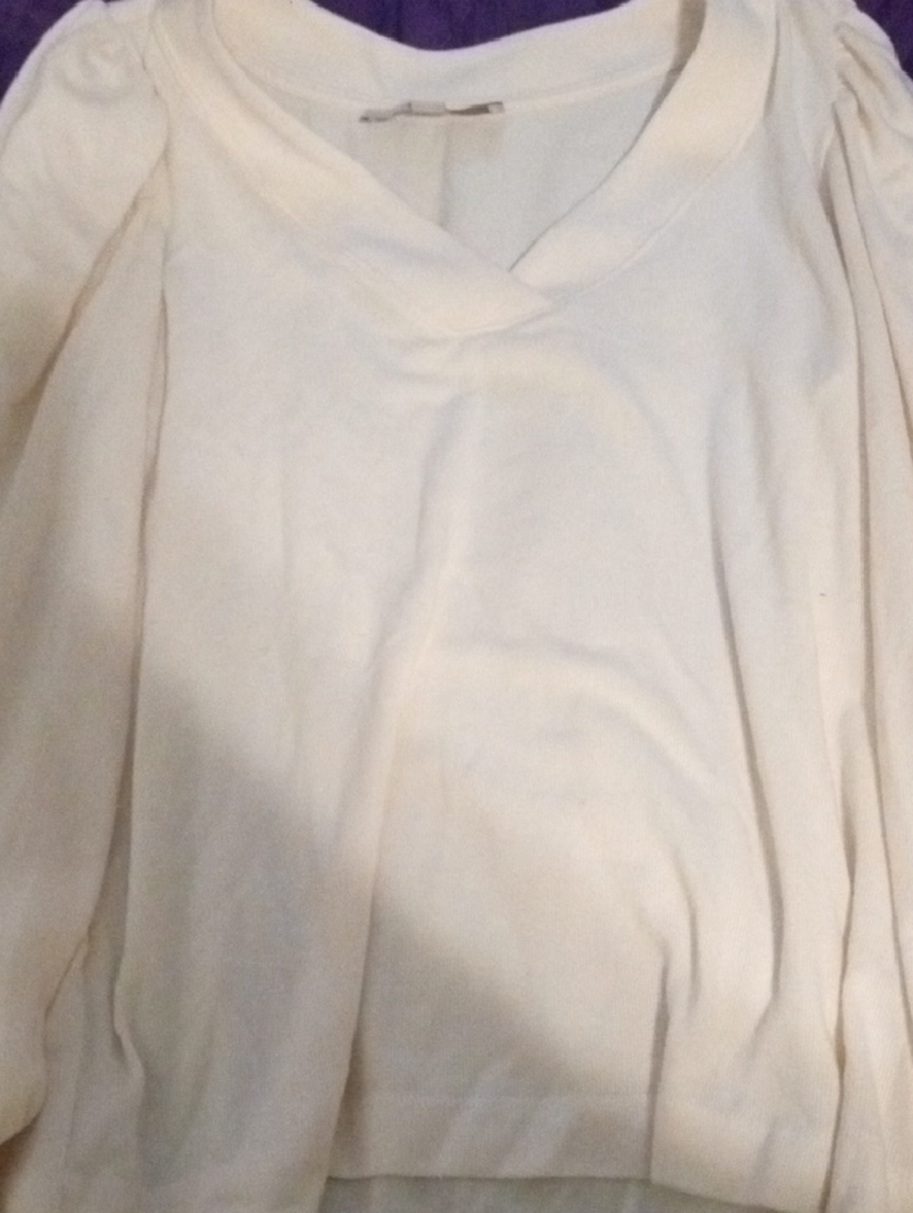 LOFT Cream V-Neck Sweater Top